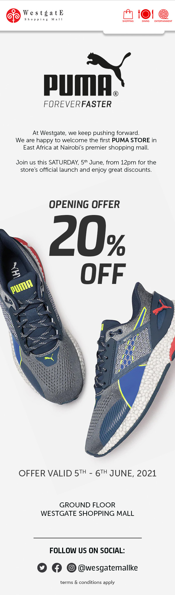 PUMA Launches at Westgate Shopping Mall
